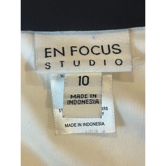 EN Focus Women Colorblock Sheath Dress Floral Sequin Back Keyhole Black White 10 - Picture 6 of 7